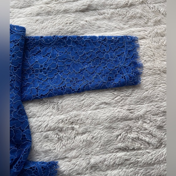 J. Crew scalloped lace Mock neck top Size 2 Cobalt blue - Picture 10 of 12